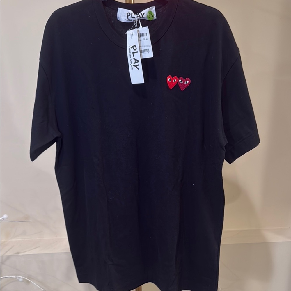 Comme des Garçons PLAY Black T-Shirt with Red Heart